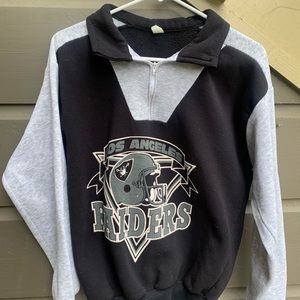 LOS ANGELES RAIDERS VINTAGE ZIP COLLAR SWEATSHIRT SIZE MEDIUM